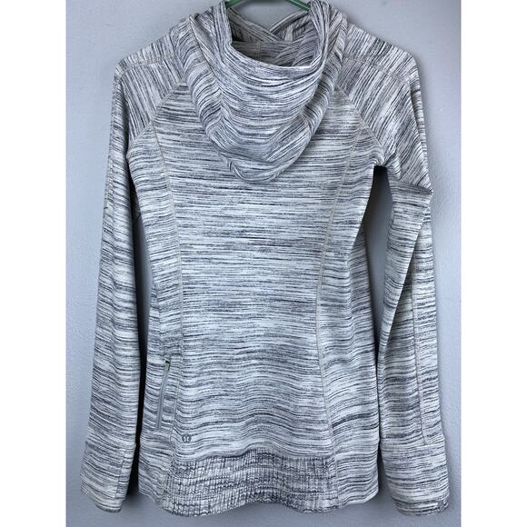 Lululemon Think Fast Hoodie Pullover 4 Space Dye Blk White Multi Silverspoon - Picture 4 of 9